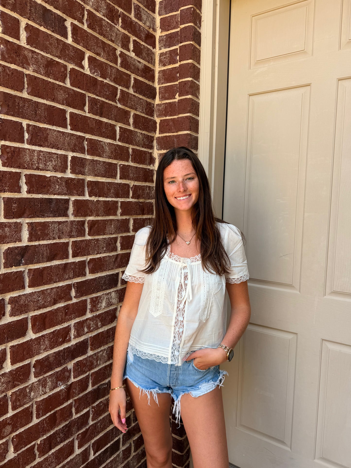 White Square Neck Blouse