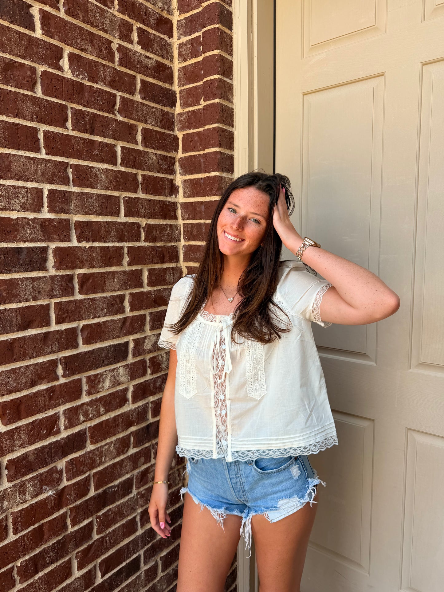 White Square Neck Blouse